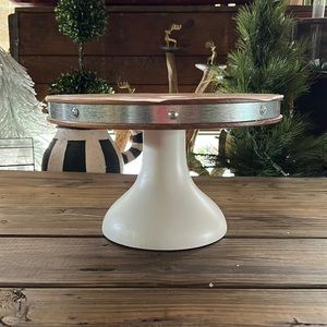 Pottery Barn Etú Home Rustic Wooden and Metal Bianca Cake Stand PLEASE READ